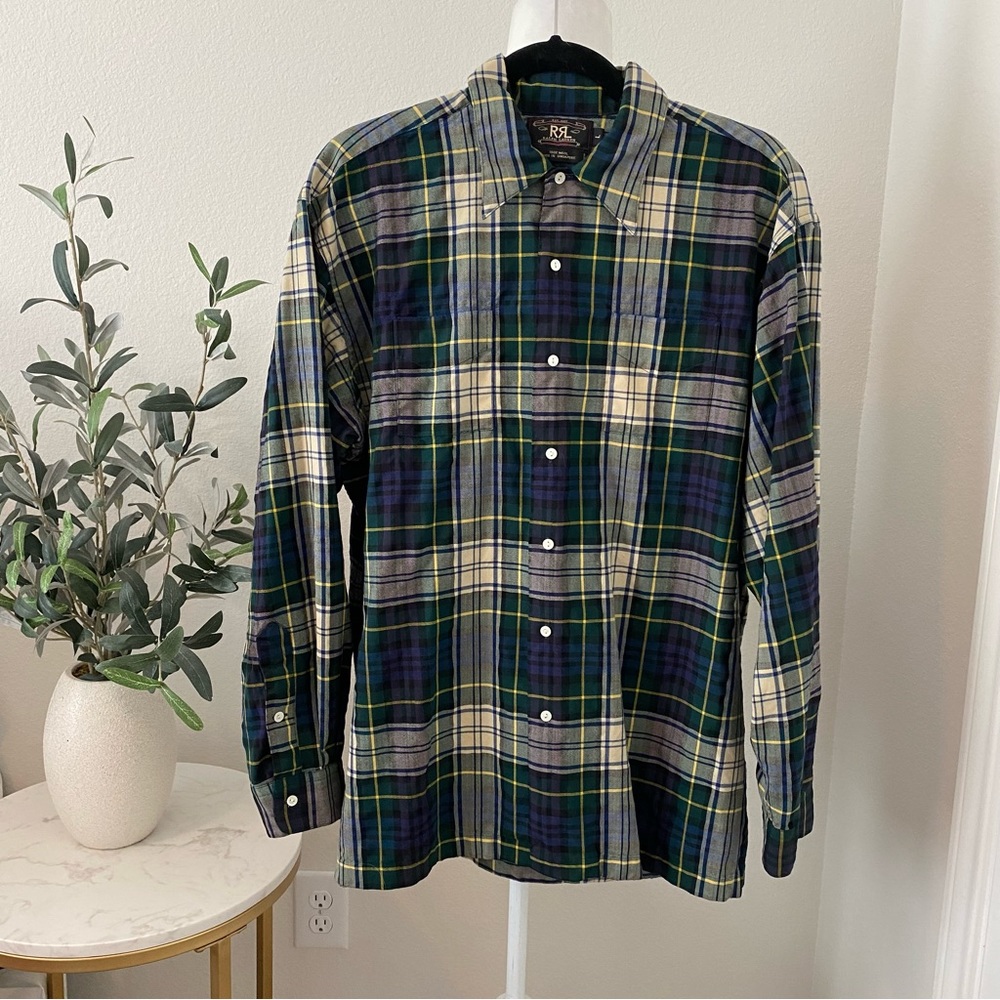 Ralph Lauren RRL double RL plaid wool work shirt large
